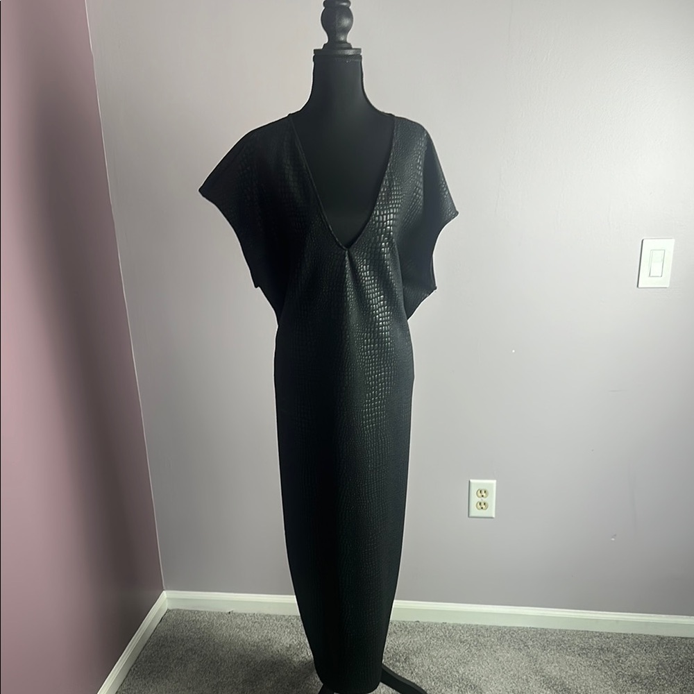 ASOS Black Sheath Maxi Dress with Dolman Cap Sleeves